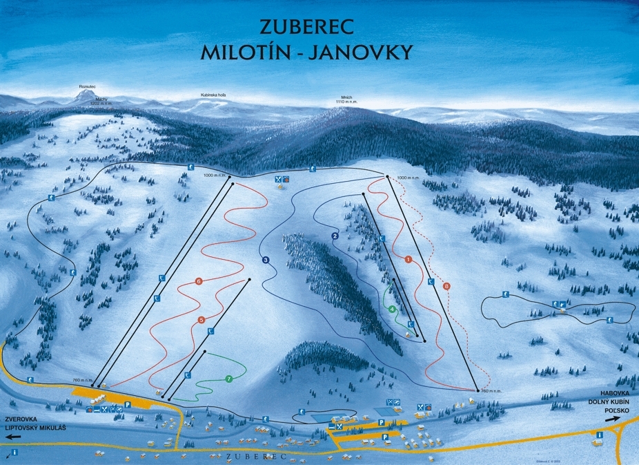 Zuberec Milotín - Janovky Piste / Trail Map