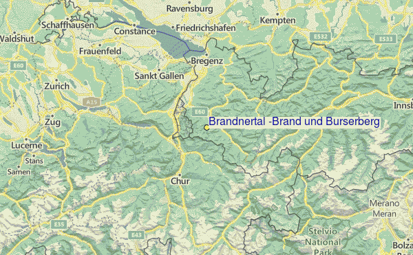 Brandnertal (Brand und Bürserberg) Ski Resort Guide, Location Map