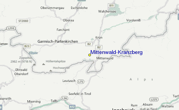 Mittenwald/Kranzberg Ski Resort Guide, Location Map & Mittenwald