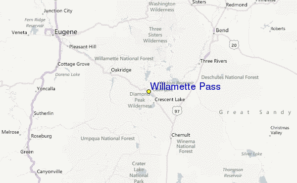 Willamette Pass Ski Resort Guide, Location Map