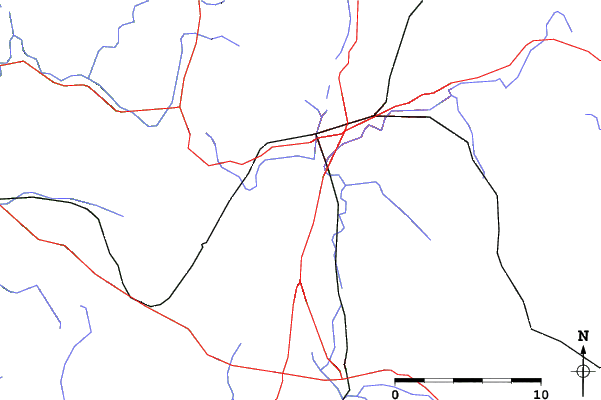 Roads and rivers close to Bousquet Ski Area