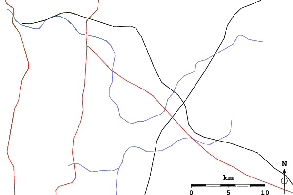 Roads and rivers close to Crystal MountainMichigan