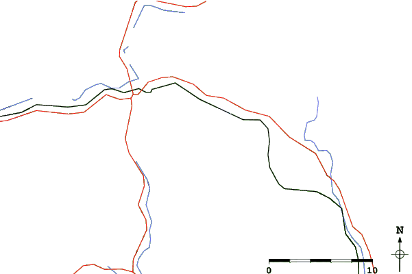 Roads and rivers close to Mt Abram Ski Resort