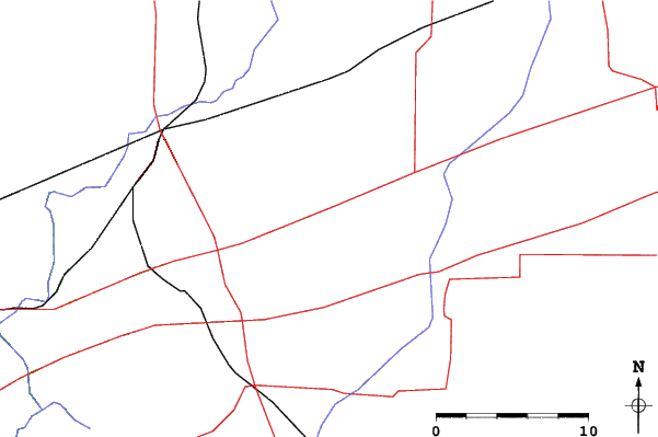 Roads and rivers close to Pines Peak