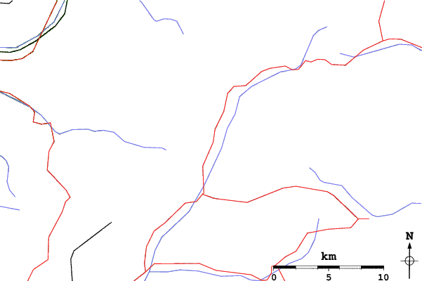 Roads and rivers close to Pozza di Fassa