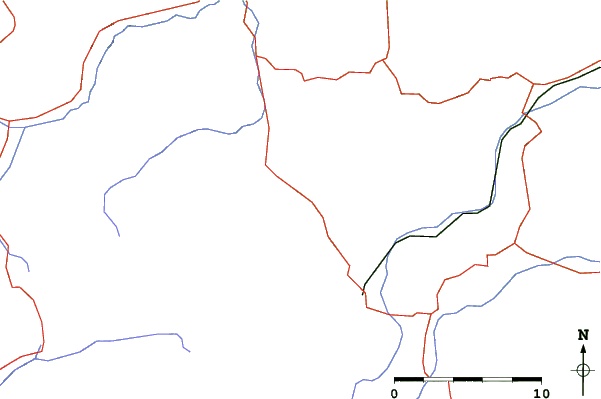 Roads and rivers close to Sarnano-Sassotetto