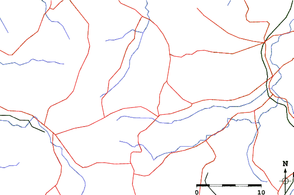 Roads and rivers close to Sky Valley (Japan)