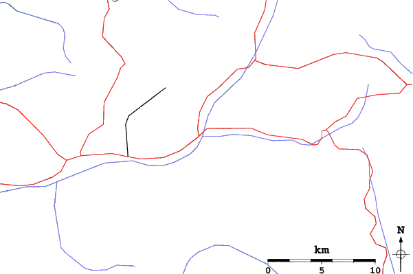 Roads and rivers close to Val di Fiemme-Obereggen