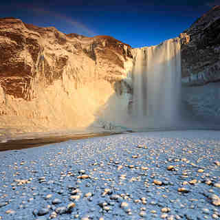 Frozen Skógarfoss - Eyjafjöll, Iceland, Bláfjöll