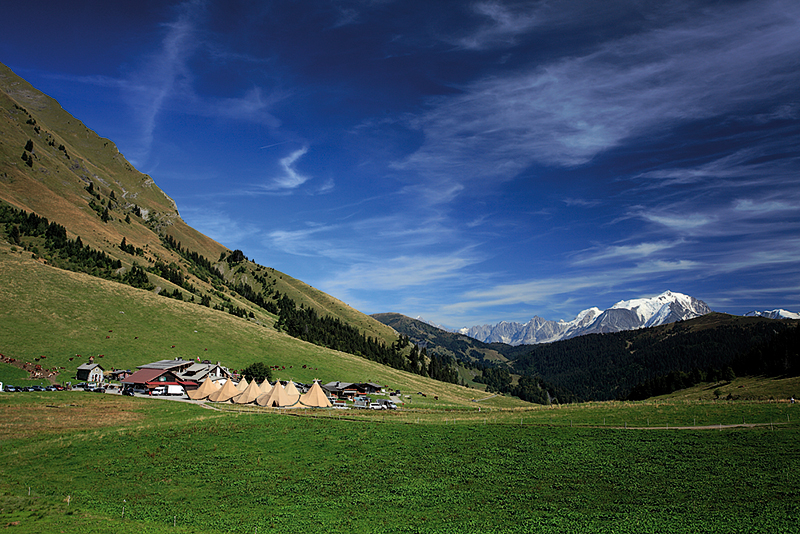 Tentipis Party, Col des Aravis with Mont Blanc, La Clusaz