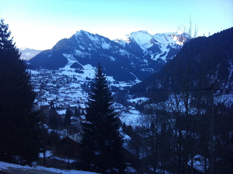 Looking up the valley from Les trios canards chalet, chatel