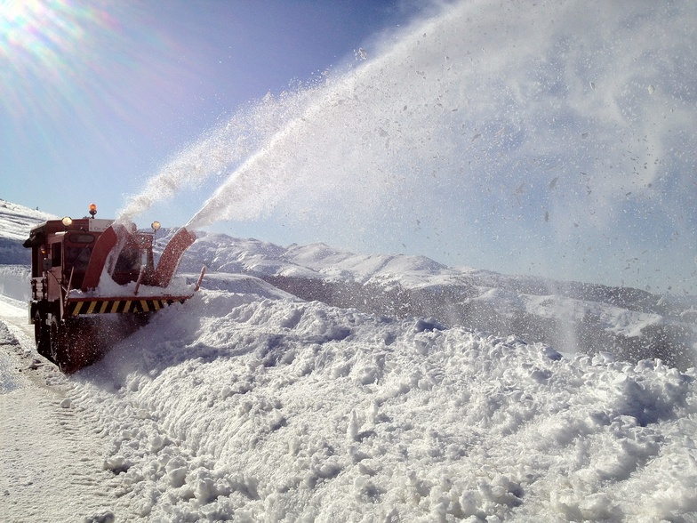 Snow-Blowing action on the road to Kozuf Ski Centre