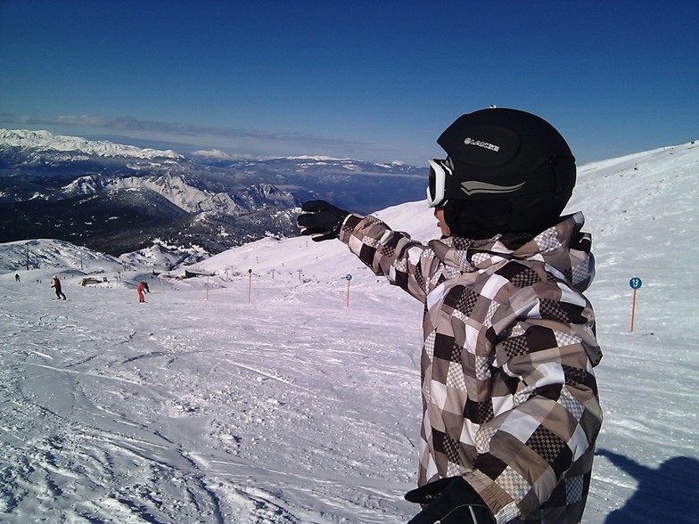 Snowstel with my son Xmas 2011, Mt Parnassos-Kelaria