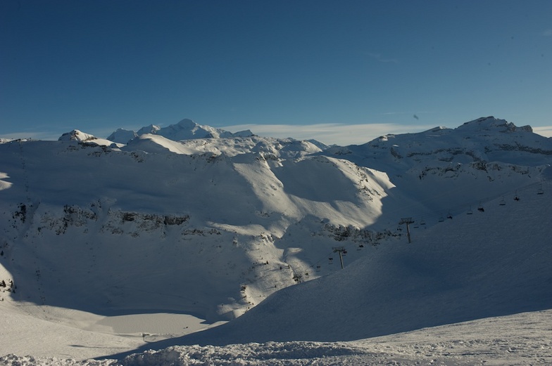 Mont Blanc and the Corbalanche bowl., Flaine