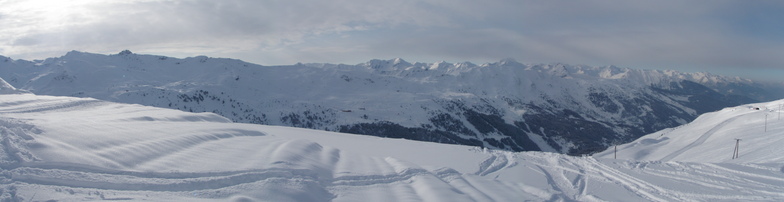 The end of a powder day in Meribel, Méribel