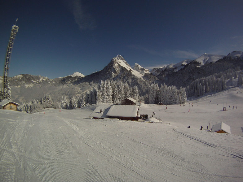 View of the Dent d'Oche from Bernex mid-station