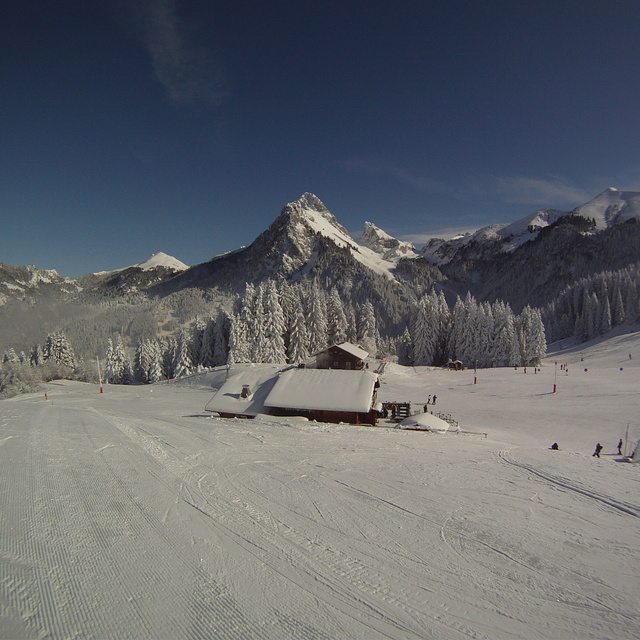 View of the Dent d'Oche from Bernex mid-station