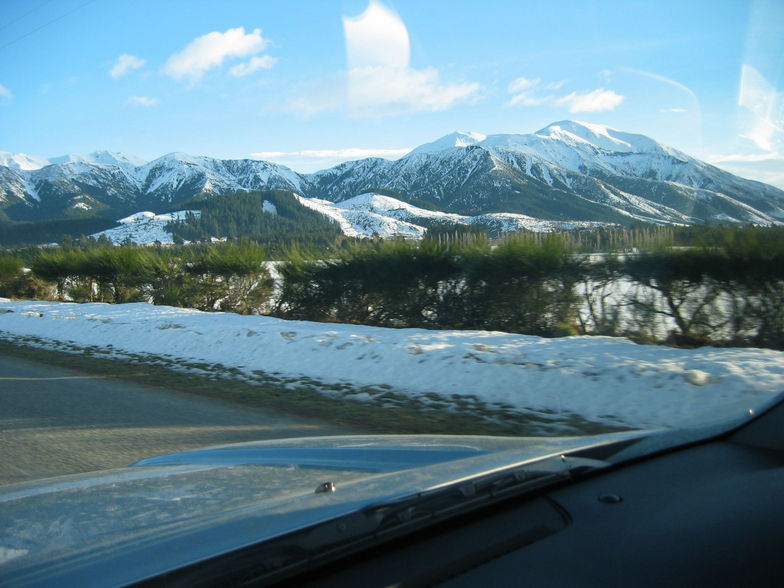 View from the car as we approach Mount Hutt, Mt Hutt