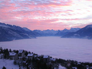 View of the Rhone Valley from Crans Montana photo