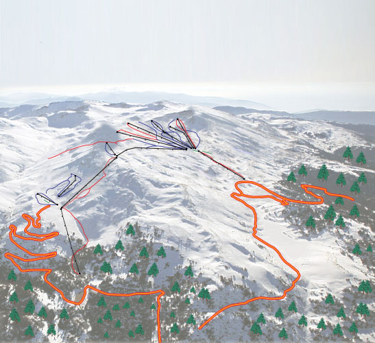 ski map for Kelaria(R)+Fterolaka(L), Mt Parnassos-Kelaria