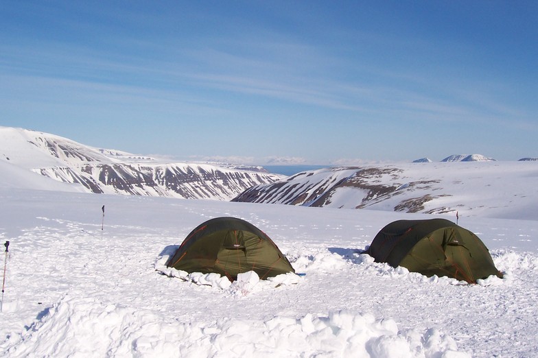 camping on a glacier, spitsbergen 80 degrees north