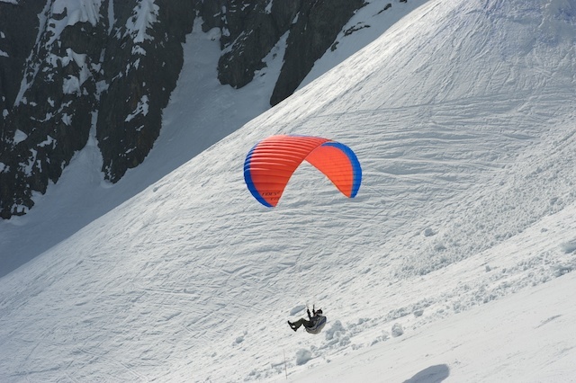 Airborne paraglider, Les Marécottes - Salvan