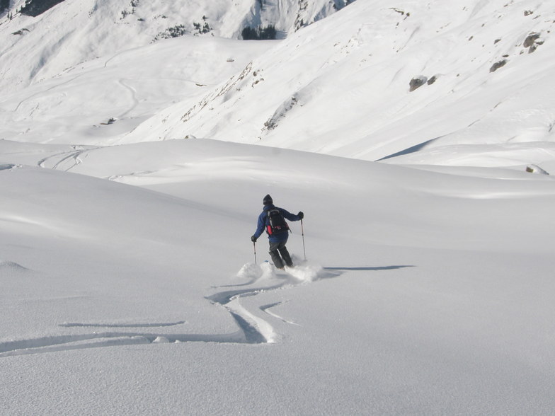 Sepp sking from the Swiss border to St Antonia, Davos