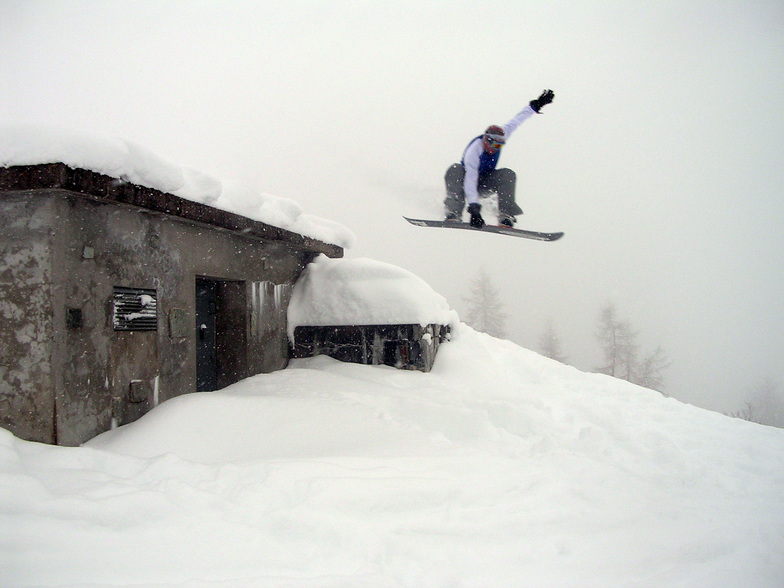 Indy off building Verbier