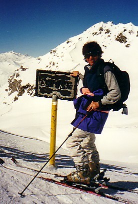 Caroline onthe Shlappinpass , the Swiss Austrian border, Davos