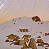 Star trails over Seaman's Hut, Kosciuszko National Park, Australia, Australia - New South Wales