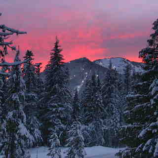 Sunset View of the largest Night Ski area in the US, Mt Hood Ski Bowl