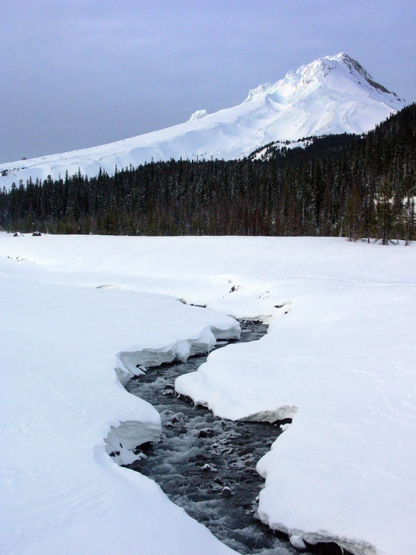 Mt.Hood frozen Glacer River, Mt Hood Meadows
