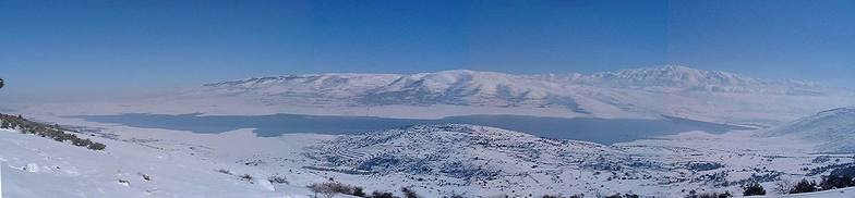 Lake in the Bekaa valley, central Lebanon., Mzaar Ski Resort