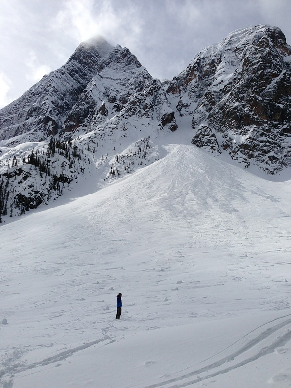 Checking out the chutes in KH backcountry, Kicking Horse