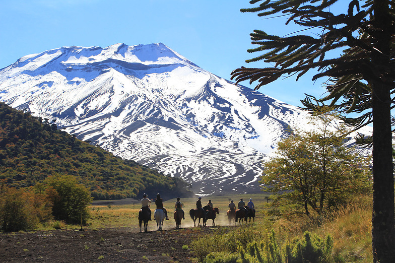Cabalgata con clientes de Suizandina Lodge, Corralco