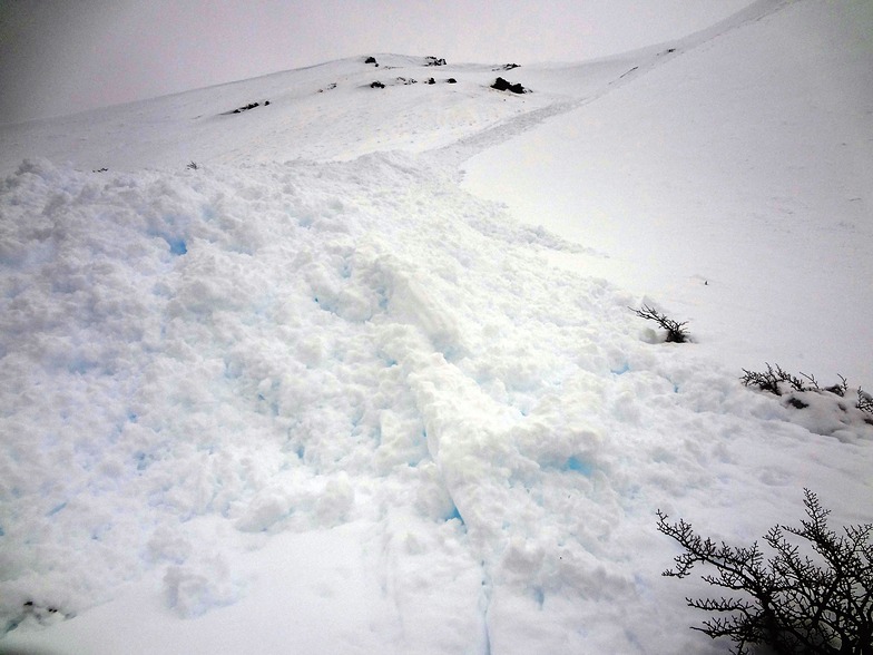 Avalancha de nieve húmeda en el embudo viejo, El Fraile