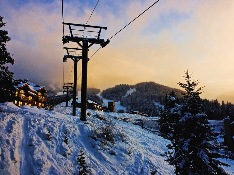 Sunset on the Village Gondola, Panorama Mountain Resort