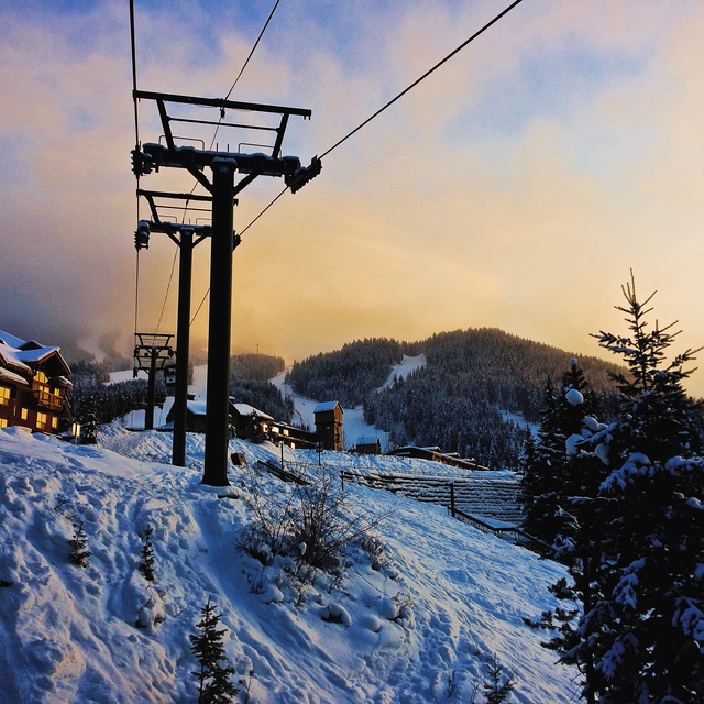 Sunset on the Village Gondola, Panorama Mountain Resort