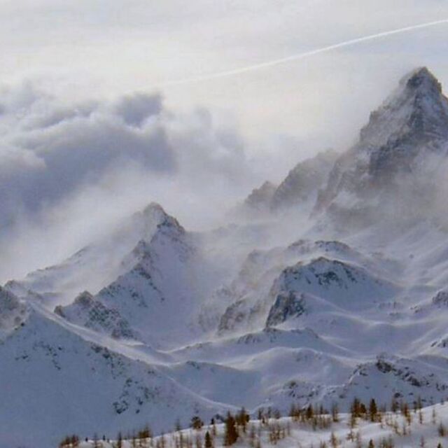 From ski runs of &quot;monti della luna&quot; Claviere (Italy) Pic de Rochebrune, Claviere (Vialattea)