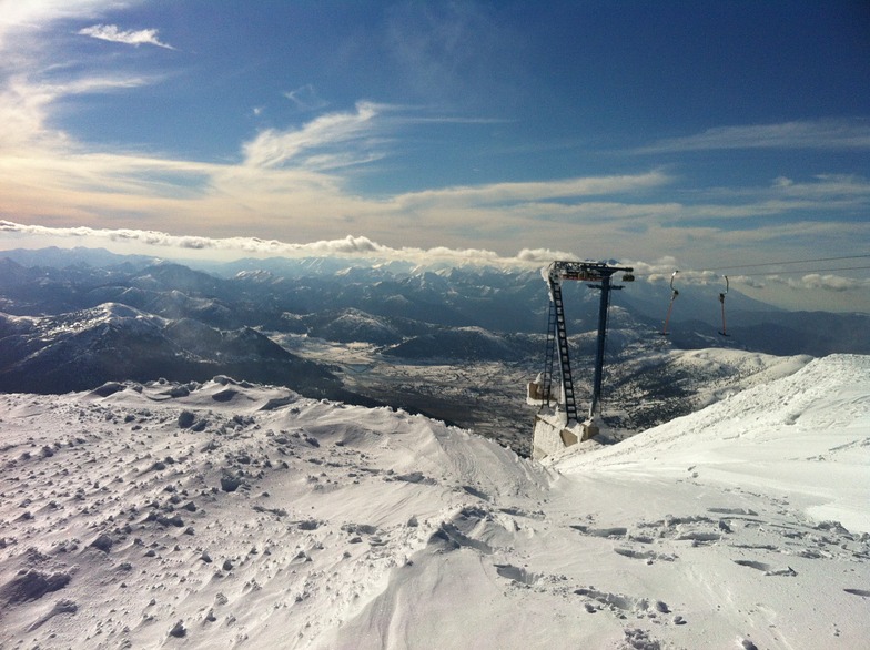 Looking west over Kalavrita from the top of the t-bar lift, Helmos, Kalavryta Ski Resort