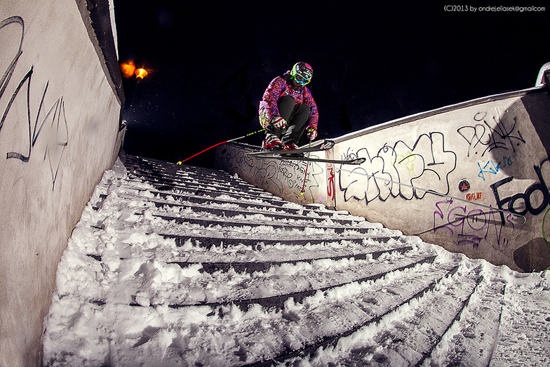 Radim Palan skiing Petrin, Praha - Petřín