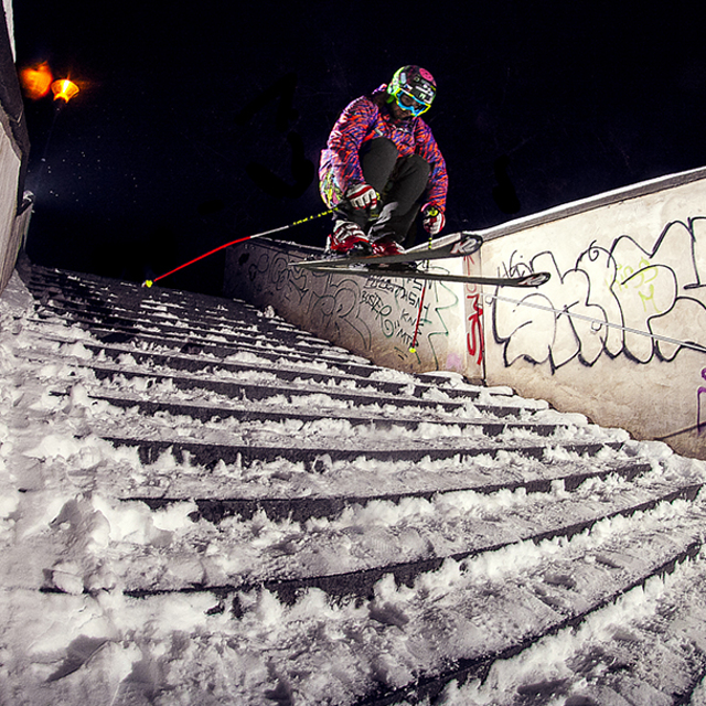 Radim Palan skiing Petrin, Praha - Petřín