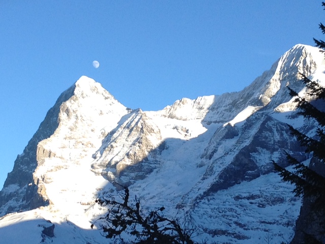 eiger and moon at noon, Mürren