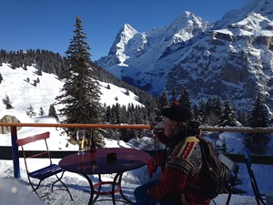 scotsman being refreshed with great view, Mürren photo