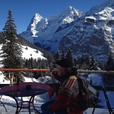 scotsman being refreshed with great view, Mürren