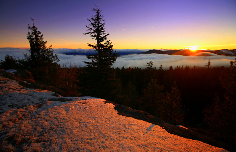 Sunset over Cascades--from Mt Hood, Mt Hood Meadows