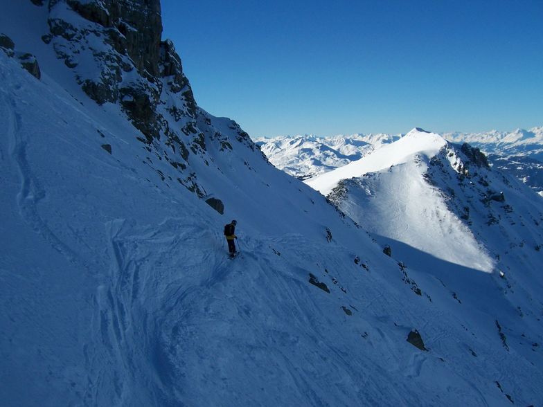 Tony on Diretissima, the north west face of the Weissflugipfil,Parsenn above Davos