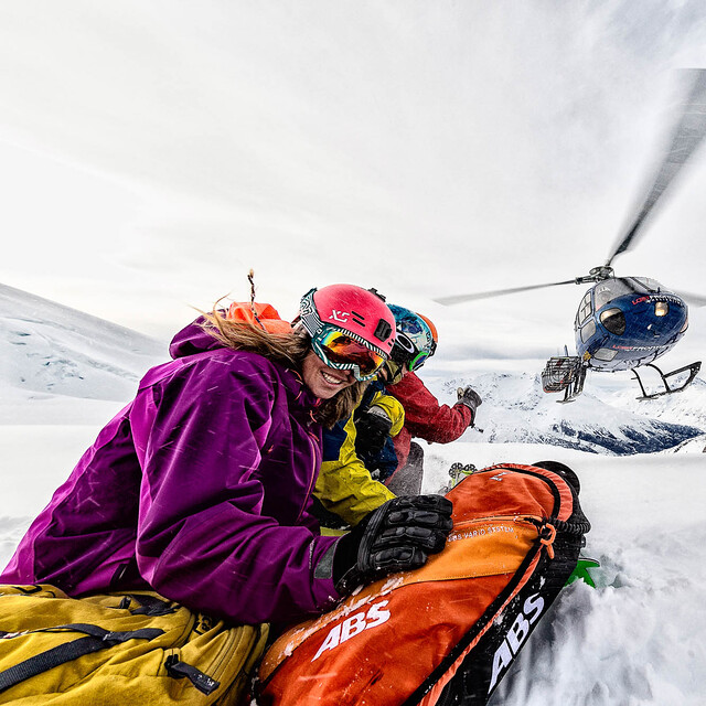 Waiting for the bird. Photo: Grant Gunderson, Last Frontier Heliskiing - Ripley Creek