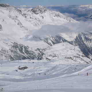 Looking down on Gamsgarten, Stubai Glacier