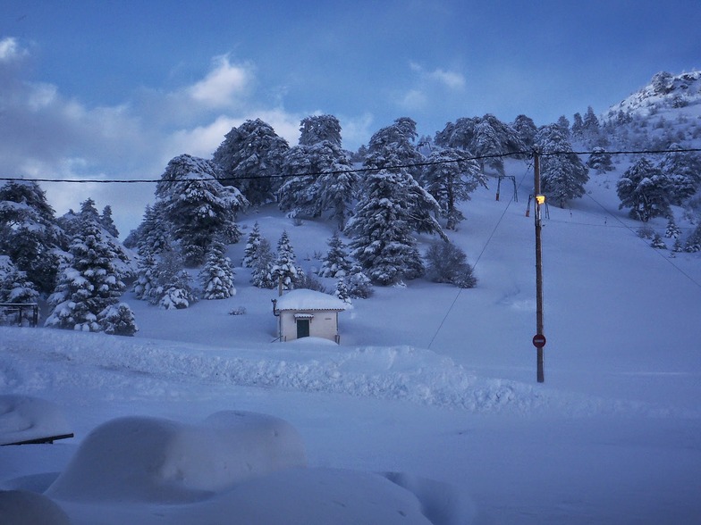 Ziria with snow, Ziria of Corinth Ski Center